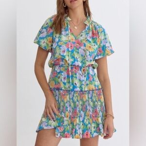 Entro Vibrant Blue and Green Dress